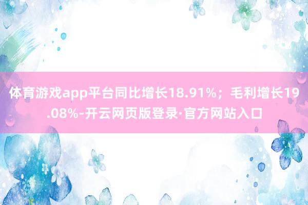 体育游戏app平台同比增长18.91%；毛利增长19.08%-开云网页版登录·官方网站入口