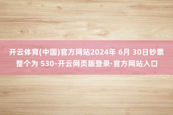 开云体育(中国)官方网站2024年 6月 30日钞票整个为 530-开云网页版登录·官方网站入口